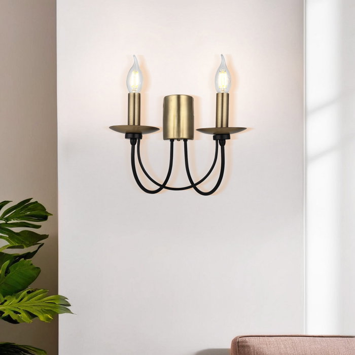 Opviq Lámpara de pared Dofa - 73-29 en metal antigüedad y negro